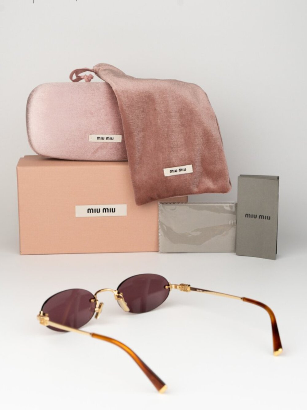 Miu Miu Women Sunglasses Gold Violet Oval MUA54S 5AK20Y NEW AUTHENTIC - Picture 7 of 8